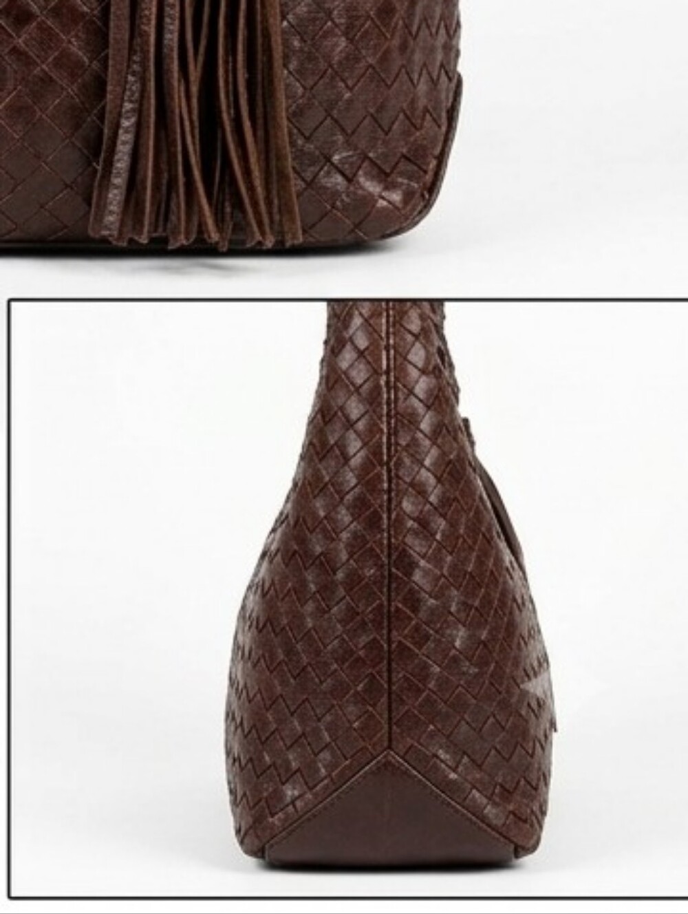 Francesco Biasia Chocolate Brown Woven Leather Bag with Tassel - Picture 5 of 5